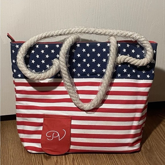 PortoVino Wine Tote/beach  Red , White And Blue w/ Hidden Spout & Wine Bag - Picture 3 of 9